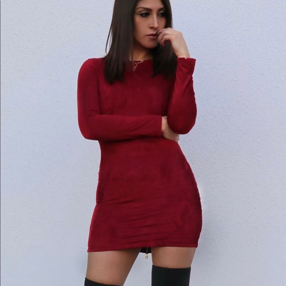 Kylie Jenner mini dress Burgundy color
